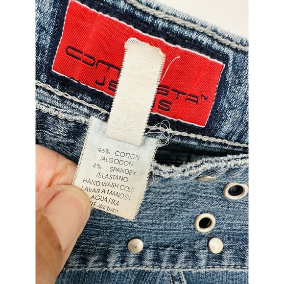 Vtg Y2K Low Waist Flare Jeans Womens 15x32 Medium Wash Stretch Pockets stretchy - Picture 6 of 11